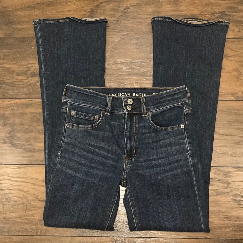 American Eagle Jeans Hi Rise Artist Flare Women’s Sz 6R Dark Wash Stretch